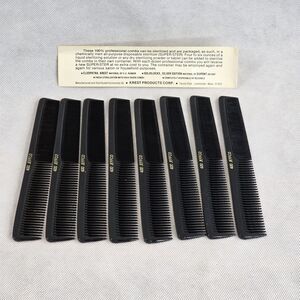 Krest JEFFCO 400 Hair Combs Lot Of 8 Hair Barbers Wide & Small Tooth 7 In USA